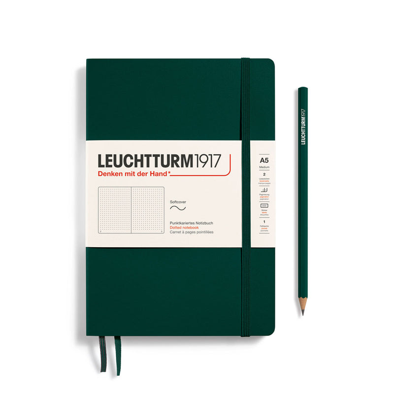 Leuchtturm A5 Soft Cover Notebook Forest Green Dot Grid